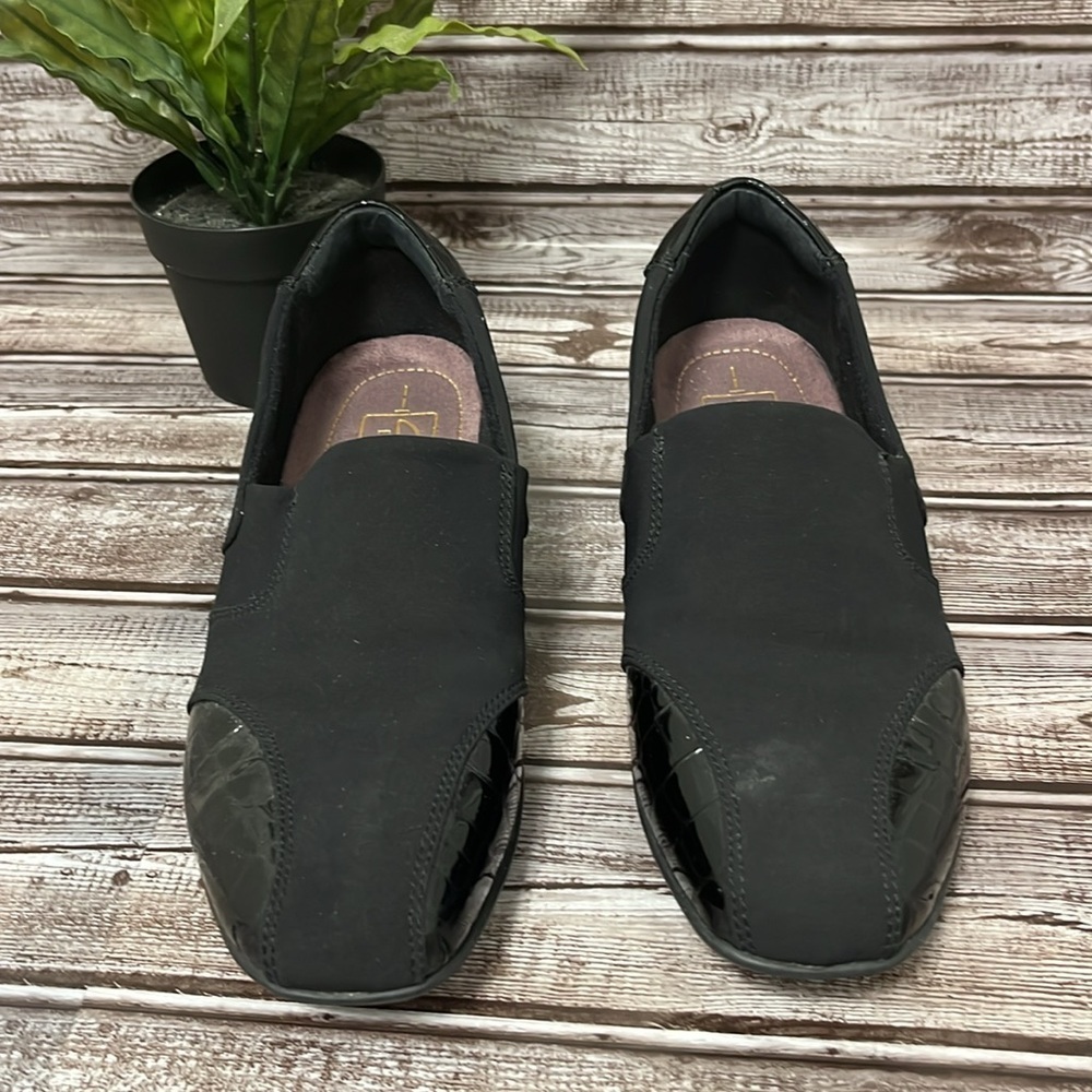 Clarks Black Gael Beam Nylon and Patent Leather Slip-On Shoes Size 7 - Picture 4 of 9